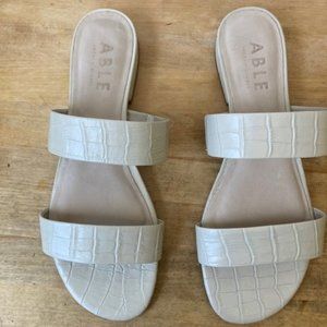 Able Camila Leather Sandal - Bone Croc